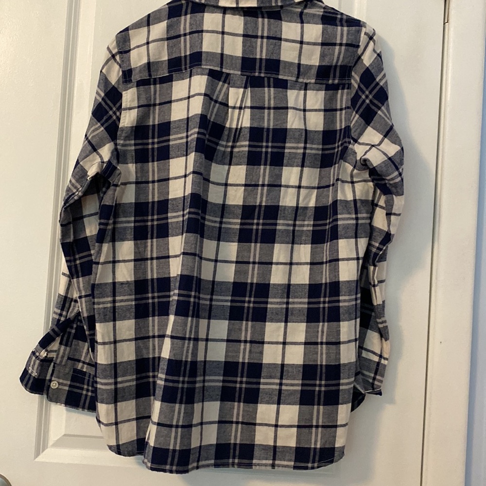 Navy & White Button Up Flannel Shirt - Picture 3 of 3